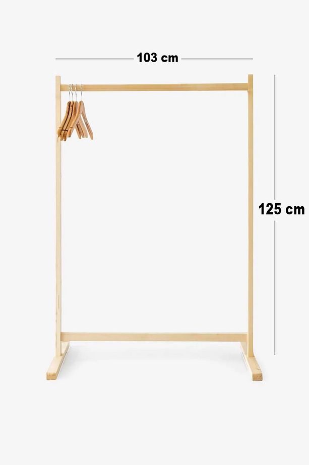 Ayaklı Askılık 103 X 125 cm  Ahşap Konfeksiyon Askılığı Eşek Askılık - 5