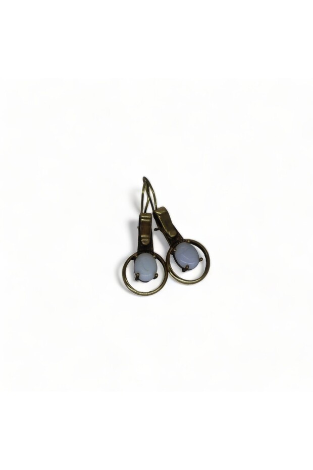 Smoked Stone Cat's Eye Natural Stone Bronze Women's Earrings
