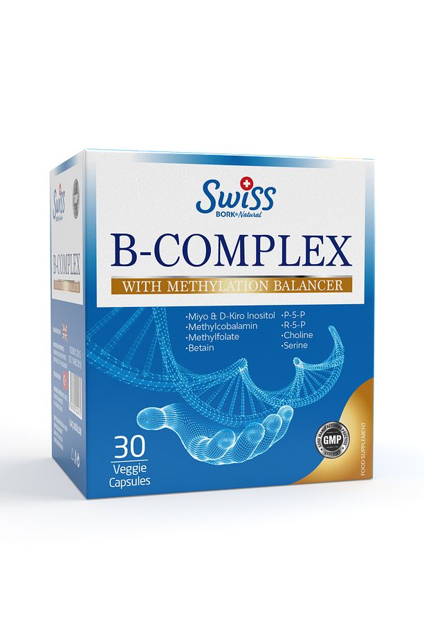 B Complex Vitamin 30 Kapsül B1, B2, B3, B5, B6,B7,B9,B12 Vitamini Methycobalamin Methylfolate - 1