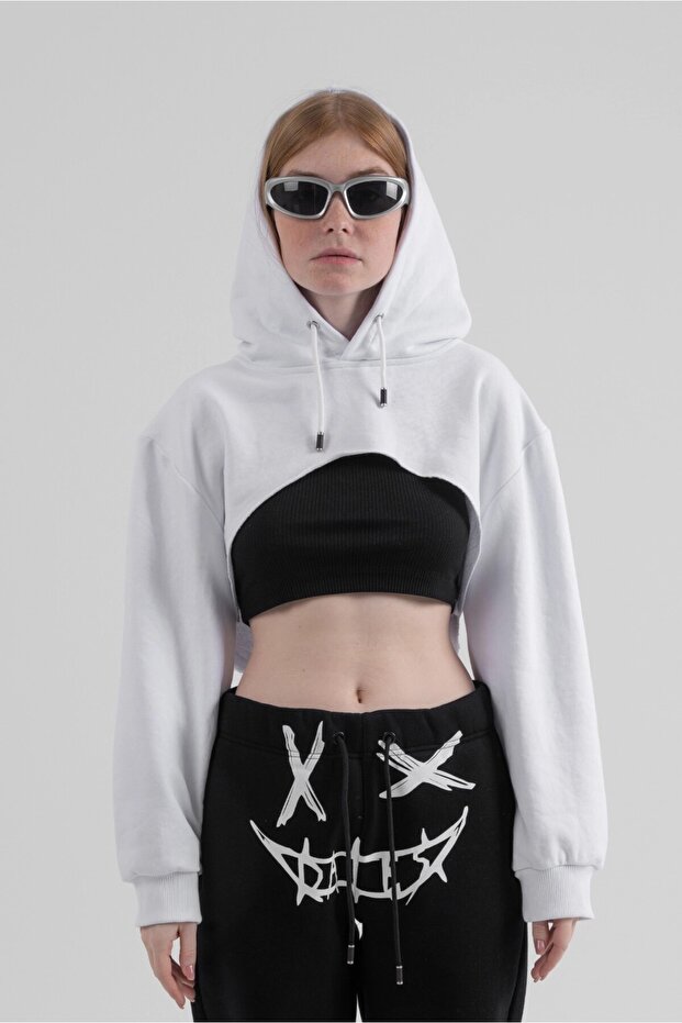 BASIC CROP KADIN HOODIE - 1