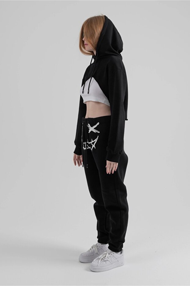 BASIC CROP KADIN HOODIE - 5