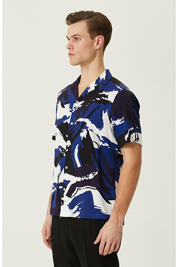 Saks Desenli Gömlek - 4