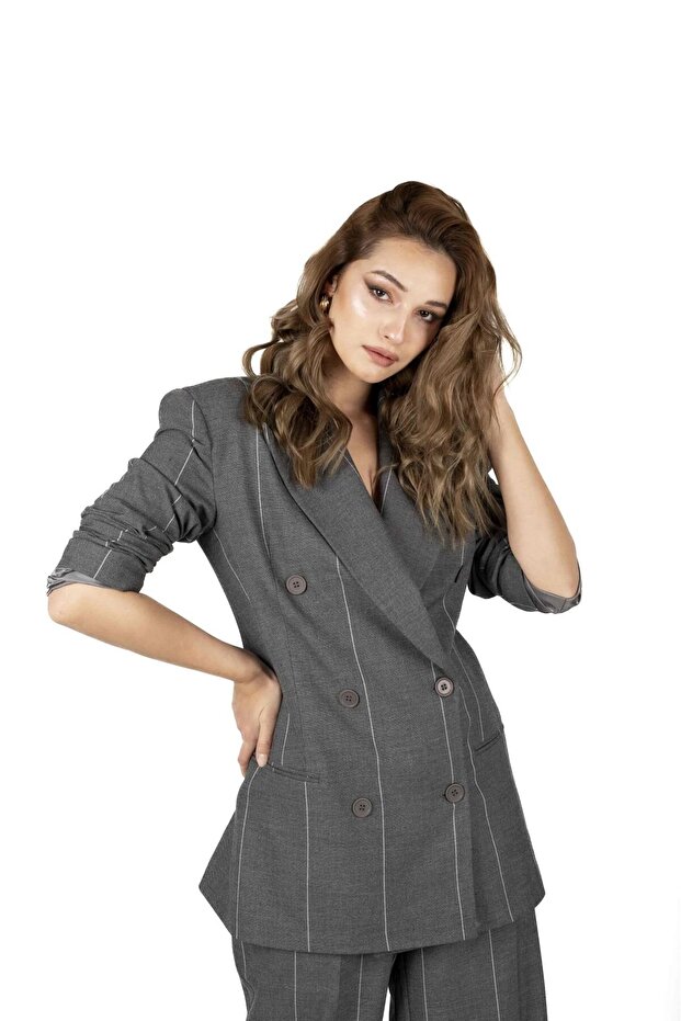 Çizgi Detaylı Ceket - 3