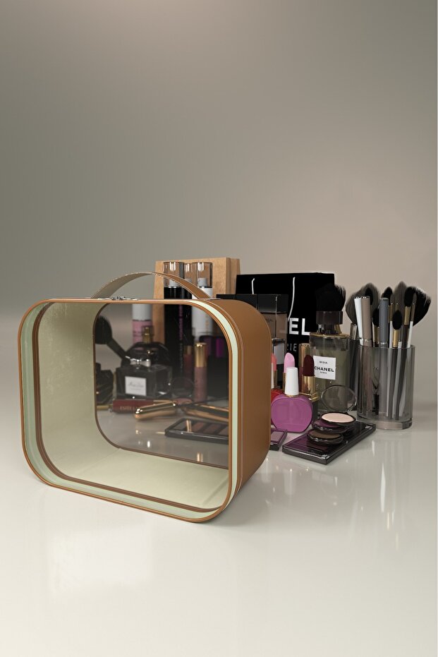 Cosmetic Skin Care Bag Transparent Vegan Leather Makeup Bag Transparent Makeup Organizer Set
