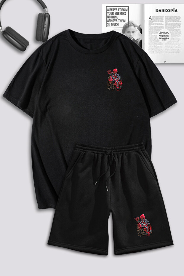 Unisex Women Men Marvel Deadpool Printed Custom Design Oversize T-shirt And Shorts Tracksuit Set