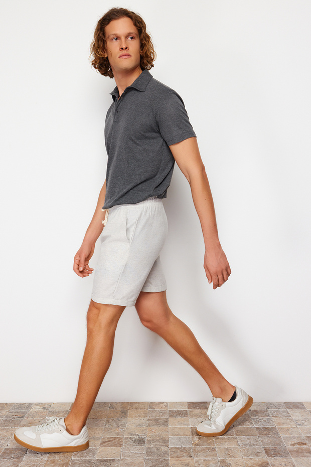 Gri Regular Fit Lastik Belli Kısa Şort TMNSS22SR0020 - 2