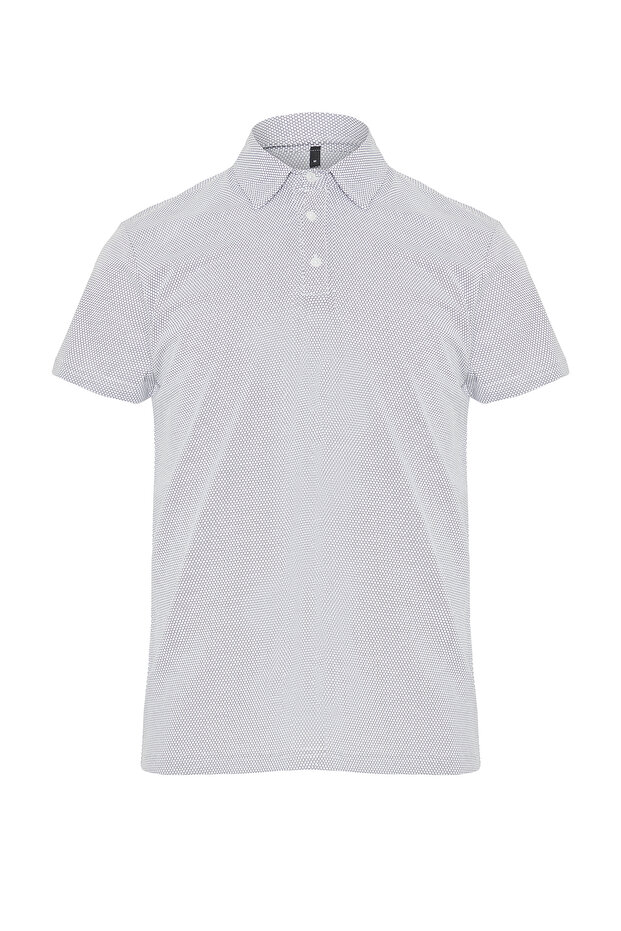 Beyaz Regular/Normal Kesim Dokulu Polo Yaka T-shirt TMNSS24PO00038 - 7