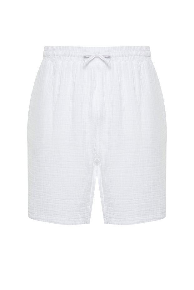Beyaz Muslin Dokuma Yazlık Şort TMNSS24SR00059 - 7