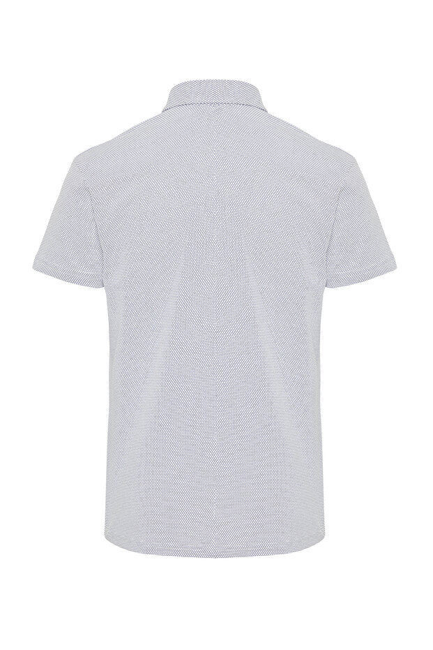 Beyaz Regular/Normal Kesim Dokulu Polo Yaka T-shirt TMNSS24PO00038 - 8