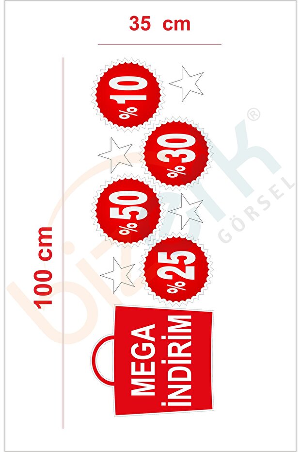 Mega İndirim % Mağaza Kapı Cam Vitrin Sticker - 3