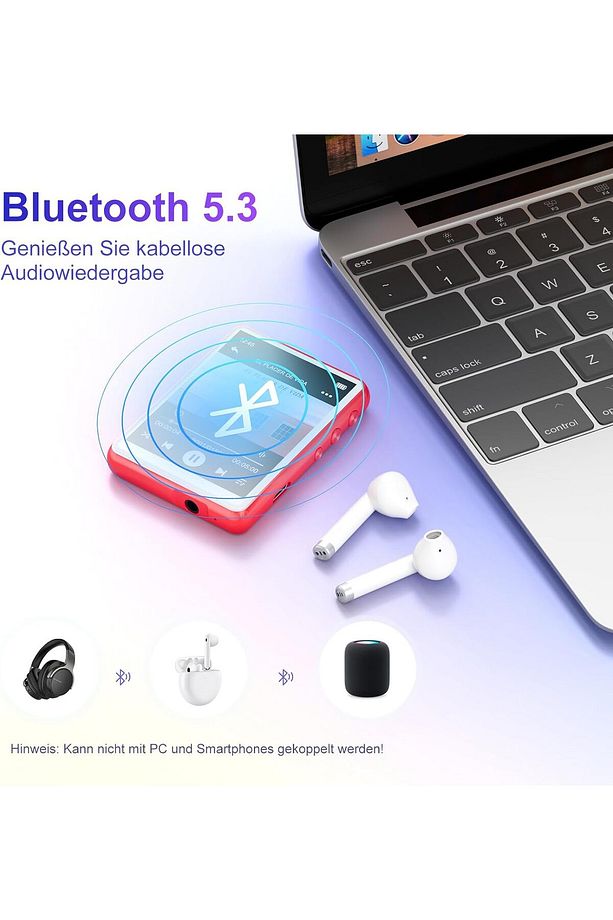 Bluetooth 5.3 ile 64GB Taşınabilir MP3 Çalar 2,4" Dokunmatik Ekran, Koşu için İdeal - 4