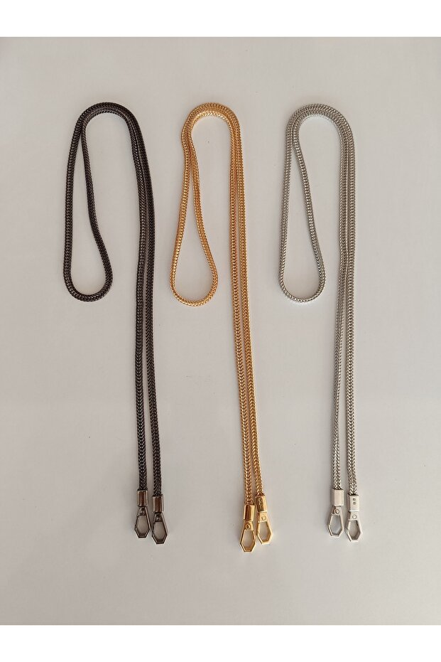 Flat Snake Chain Bag Chain with Hook, Stylish and Shiny Gold Color Design
