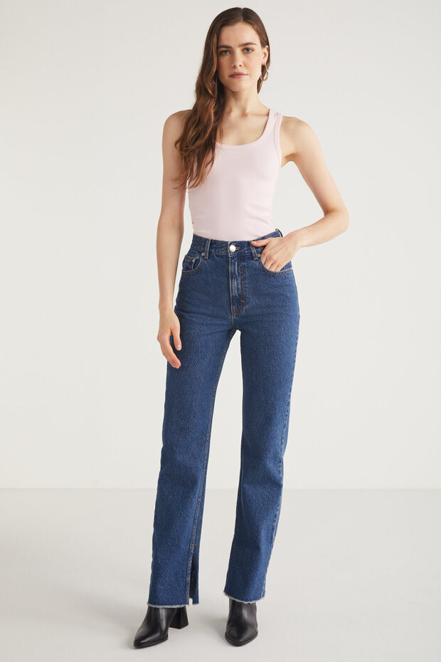 Lıllesol Kadın Fitilli Görünümlü Kalın Askılı Basic Pembe Bluz Atlet - 5
