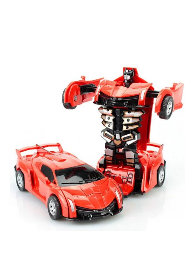 2 Adet Çarpınca Robot Olan Araba Transformers Car İttir Bırak Tek Tuşla Robota Dönüşen Araba - 2