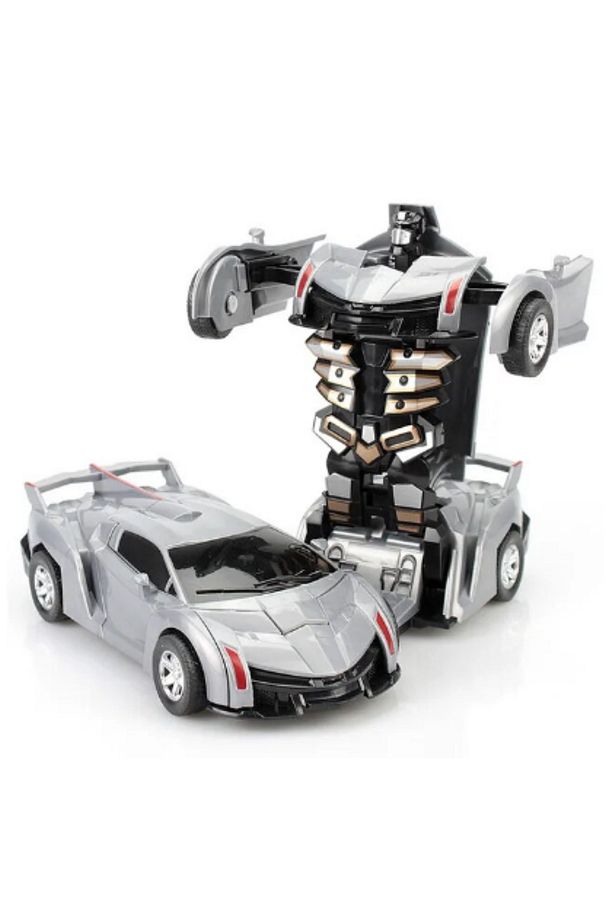 2 Adet Çarpınca Robot Olan Araba Transformers Car İttir Bırak Tek Tuşla Robota Dönüşen Araba - 6
