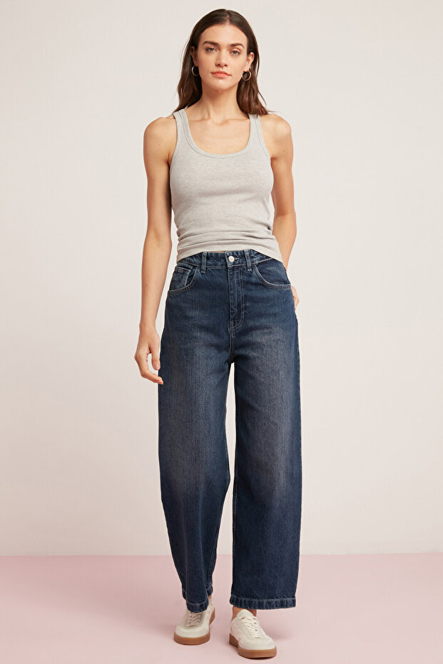 Lıllesol Kadın Fitilli Görünümlü Kalın Askılı Basic Gri Atlet - 5