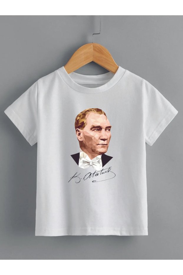 Children's Ataturk Printed White t Shirt Cotton