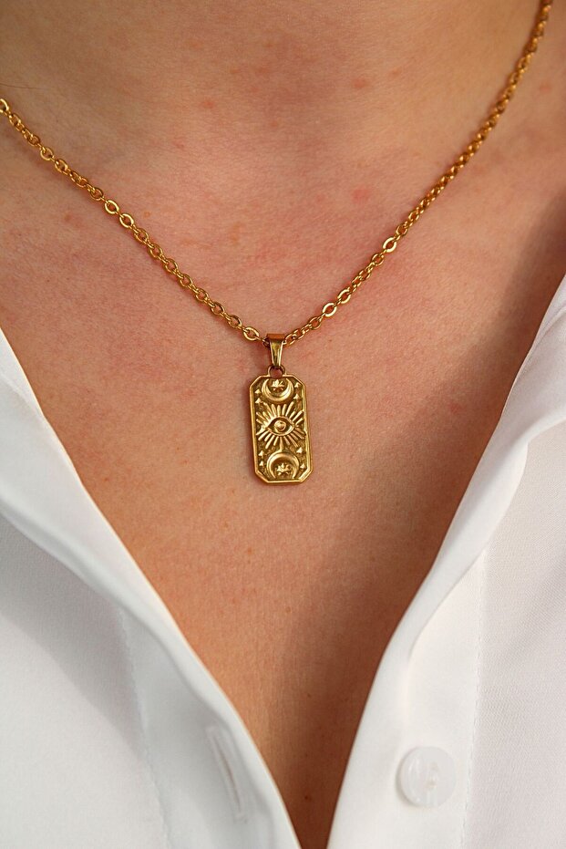 GOLD KOLYE ÇELİK 'MOON' 25 CM