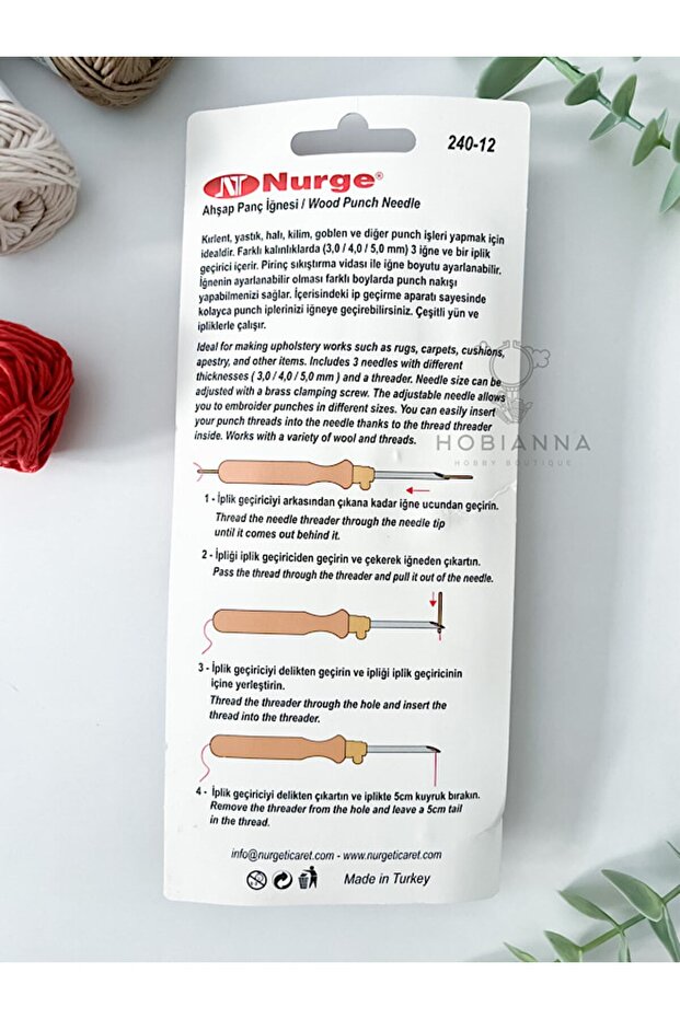 Nurge Kalın Uçlu Ahşap Punch Iğnesi Seti - 3