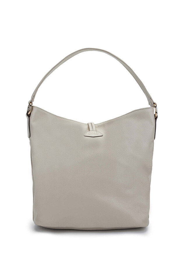 Women's Genuine Leather Beige Shoulder Bag