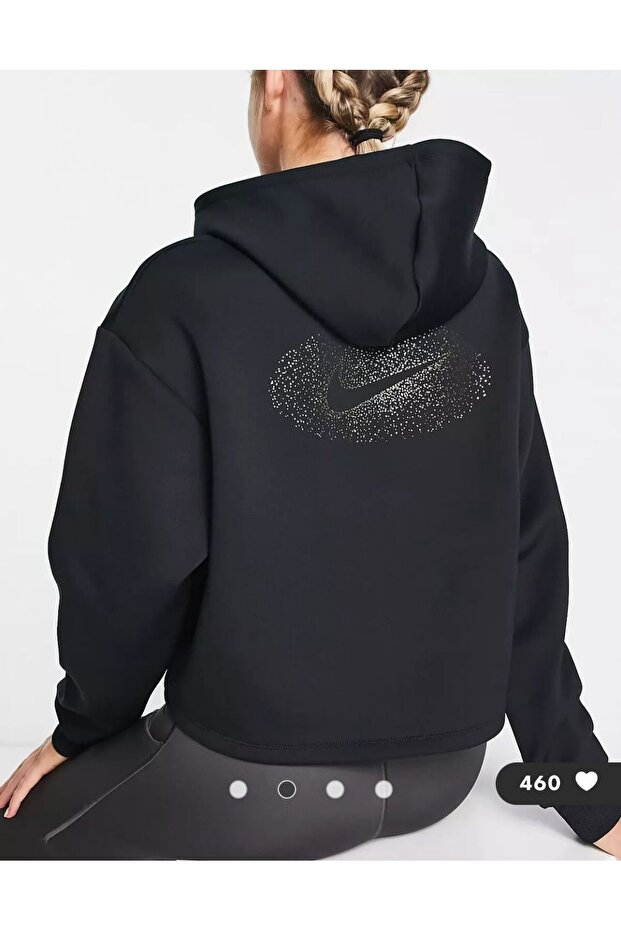 Dri-Fit Graphic Shine Training Cropped 1/2-Zip Hoodie Black Women's Sweatshirt