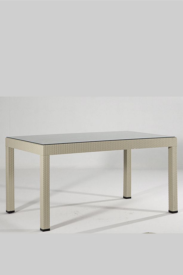 Rattan Masa Takımı 80x140 Camlı 6 Kişilik Bahçe Balkon Teras Masa Takımı 6 Kişilik Camlı Set - 2