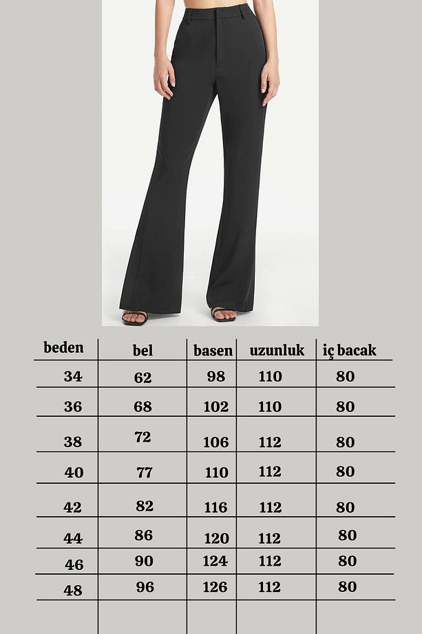 X Nurbeli Kadın İspanyol Paça Basic Pantolon - 4