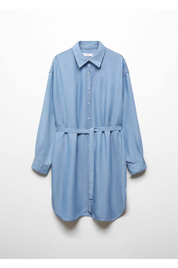Denim gömlek elbise - 3