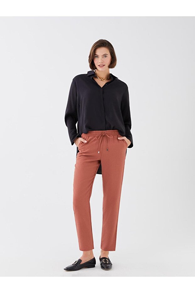 Lcwaikiki Basic Elastic Waist Carrot Cut Women's Trousers (S3)
