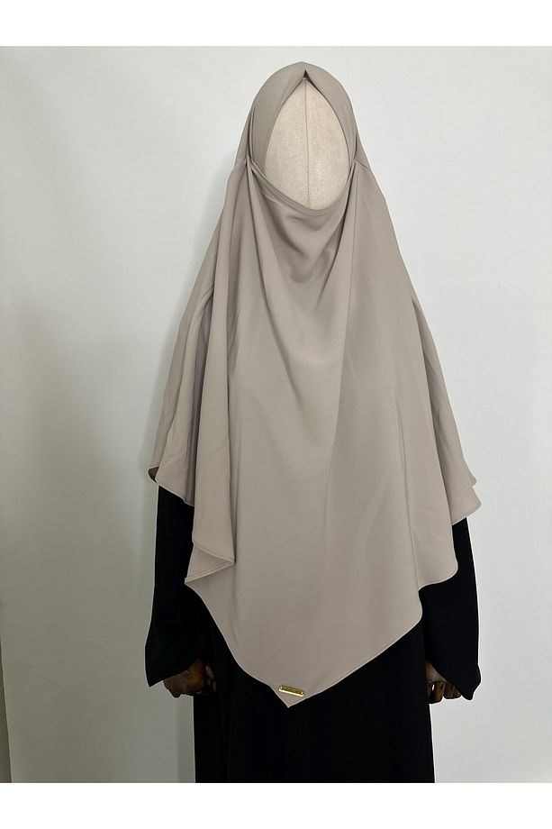 Sufle Hazır Esarp,tek Kat, Medine Ipegi(hac Ve Umre Icin Uygundur ) Hijap Khimar Taş Renk - 1