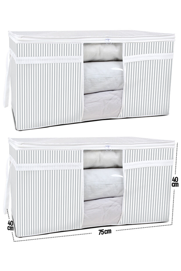 2 Pieces - Window Pillow Quilt Scrap 75 X 40 X 40 Cm Striped