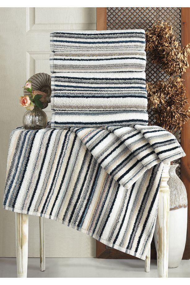 Retro Stripe 4 Lü Havlu Seti % 100 Pamuk - 3