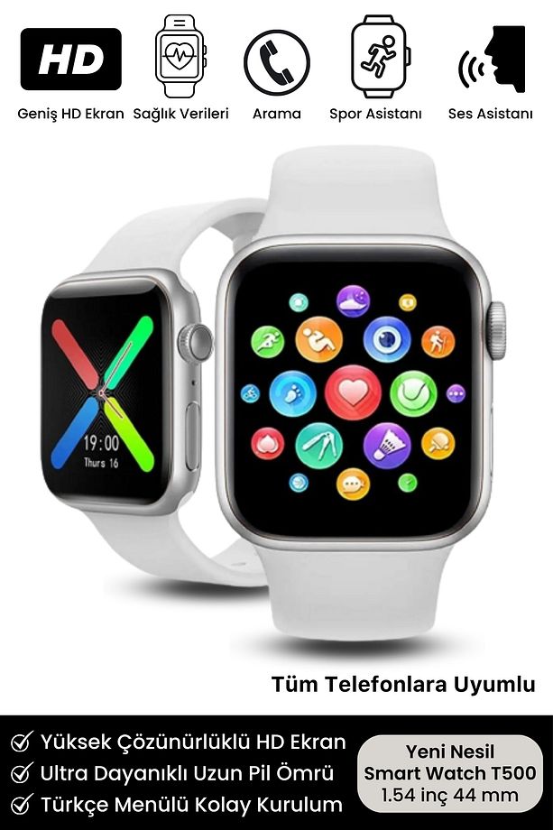 T500 Plus Yeni Seri Spor Ve Sağlık Sensörlü Ios Android Uyumlu Nabız Ve Tansiyon Ölçer Akıllı Saat - 1