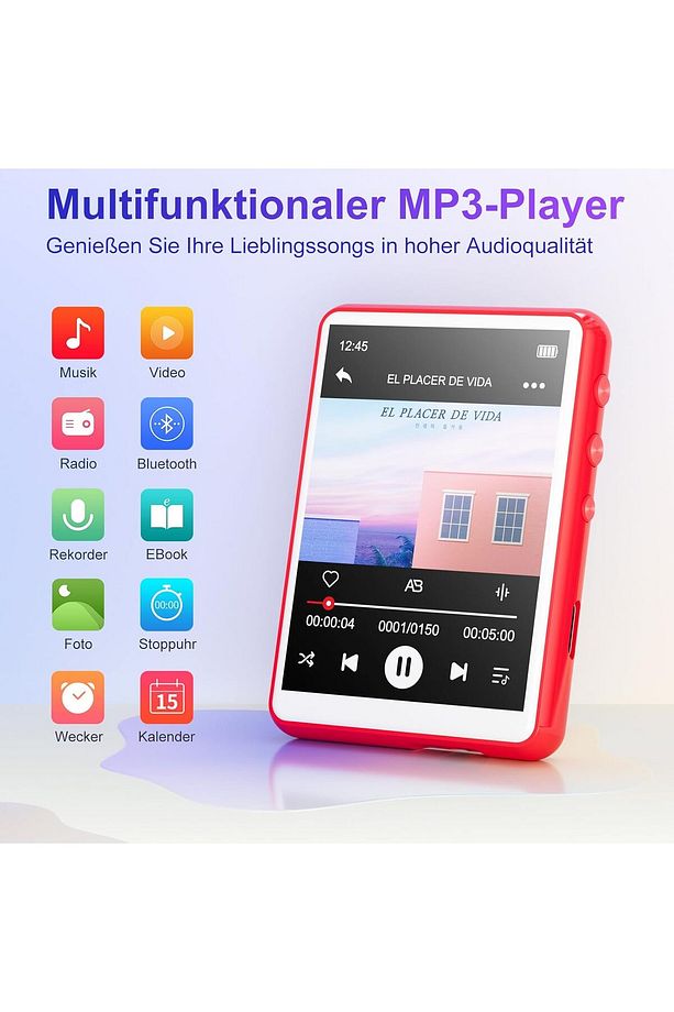 Bluetooth 5.3 ile 64GB Taşınabilir MP3 Çalar 2,4" Dokunmatik Ekran, Koşu için İdeal - 2