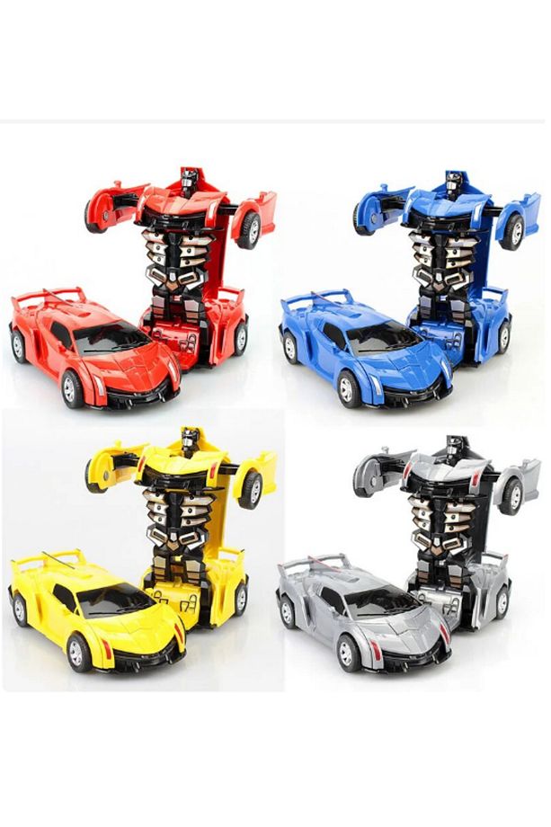 2 Adet Çarpınca Robot Olan Araba Transformers Car İttir Bırak Tek Tuşla Robota Dönüşen Araba - 4