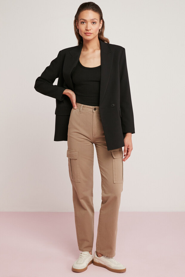 Lıllesol Kadın Fitilli Görünümlü Kalın Askılı Basic Siyah Atlet - 4