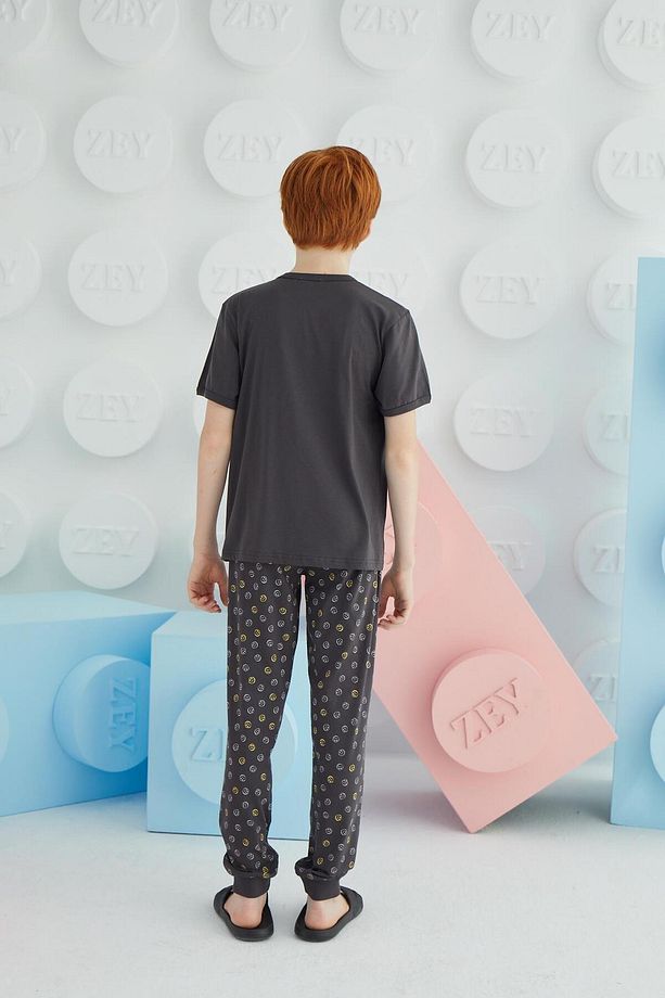 Erkek Garson Kısa Kol Antrasit Pijama Takım C8T5N68 - 5