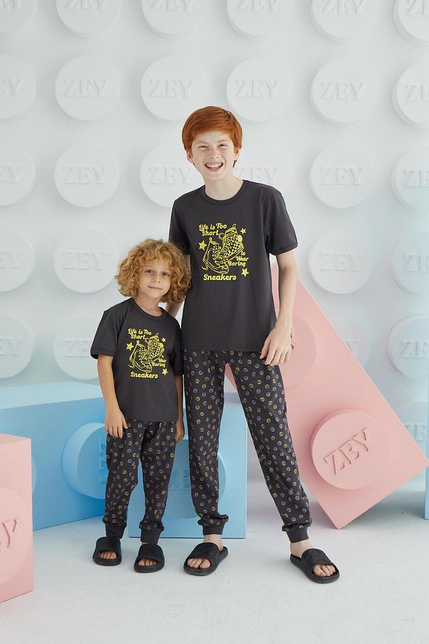 Erkek Garson Kısa Kol Antrasit Pijama Takım C8T5N68 - 7