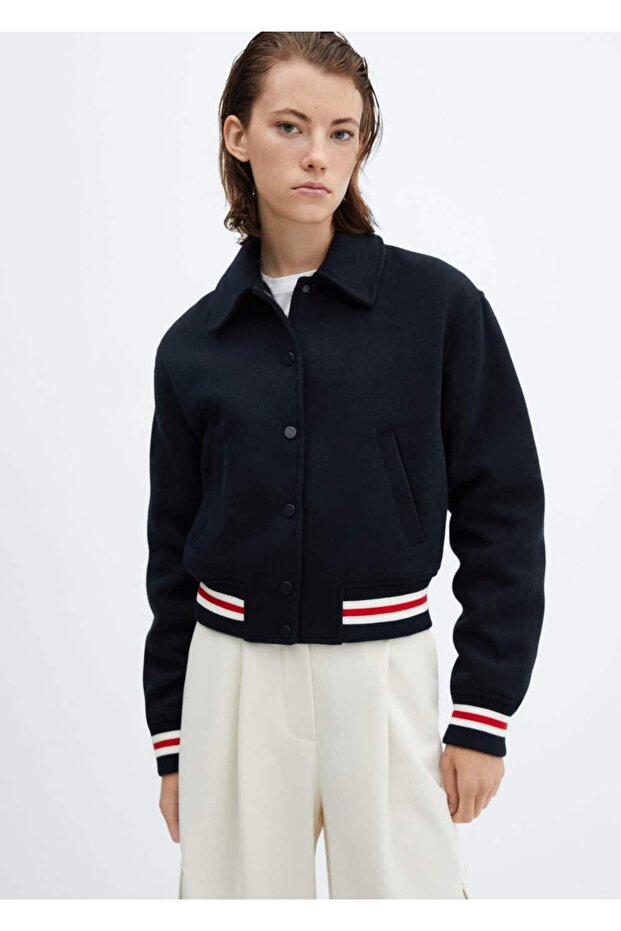 Oversize Yün Bomber Ceket - 1