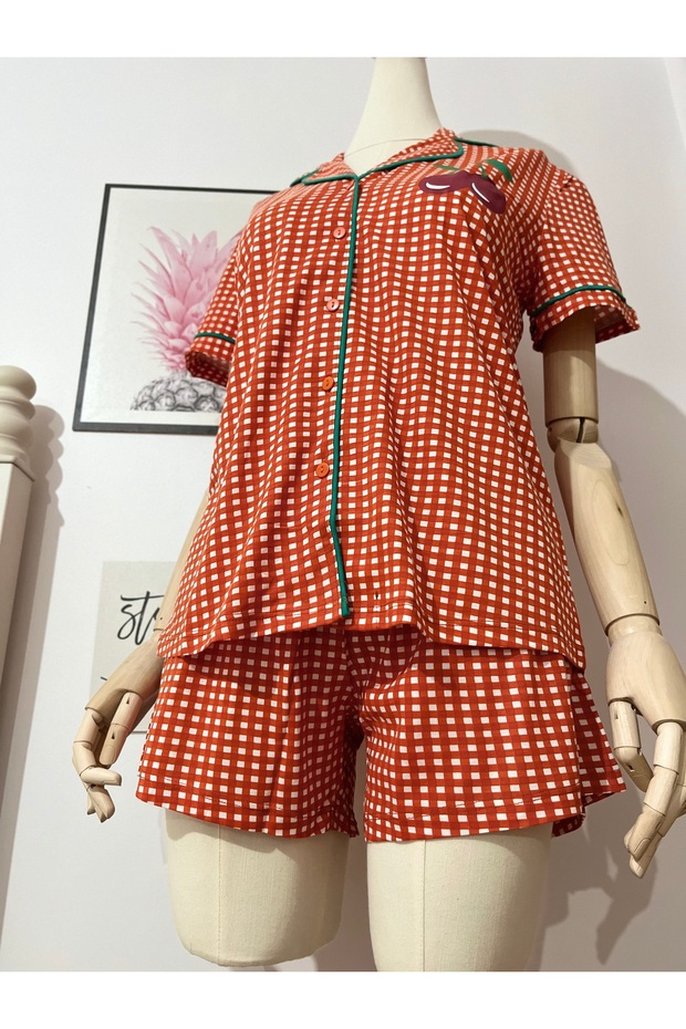 Pötikare Kirazlı Şortlu Pijama Takımı - 2
