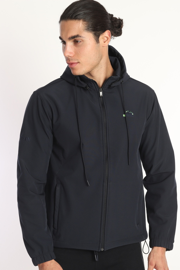 Men's Waterproof Softshel Jacket - Comfortable Fit, Hooded and Zippered Pockets - Nd 2347