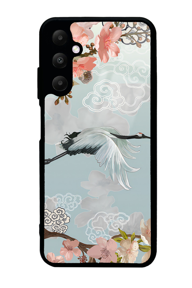 Glossy Phone Case for Samsung A05S Watercolor Stork Design