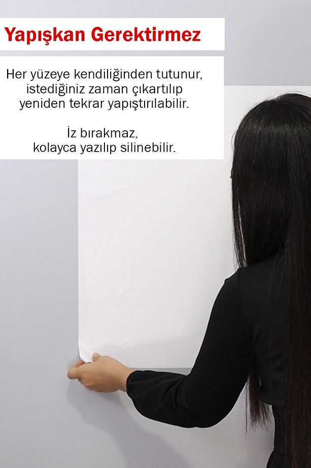 Akıllı Kağıt - 60x100 Cm Beyaz, 2 Adet Statik Tutunan Yazılıp Silinebilen Yazı Tahtası Ve Pano - 6