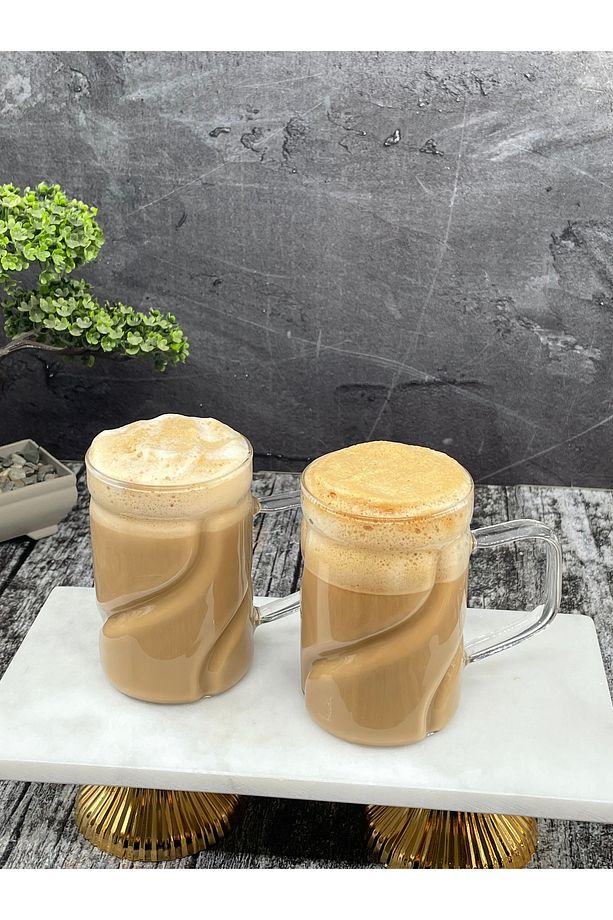 2 Li Borosilikat Cam Kulplu Pinterest Model Bardak Kupa 300ml - 1