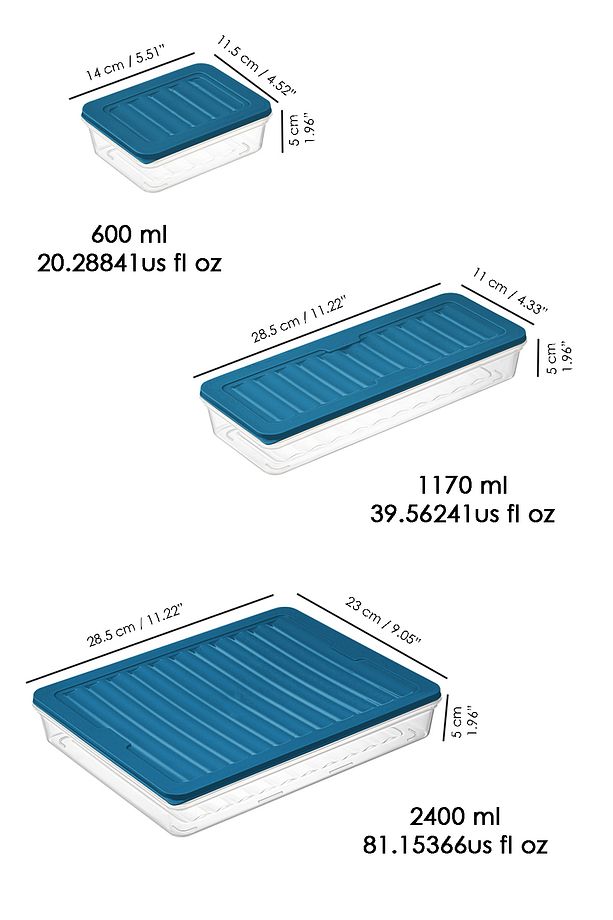 11'li Mikrodalga Uyumlu Saklama Kabı, Erzak Kabı 1x2400ml - 2x1170ml - 8x600ml - 8