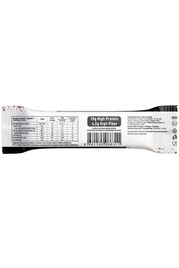 Yüksek Protein Bar - Bademli ve Kakaolu 45 gr x 12 Adet - 5