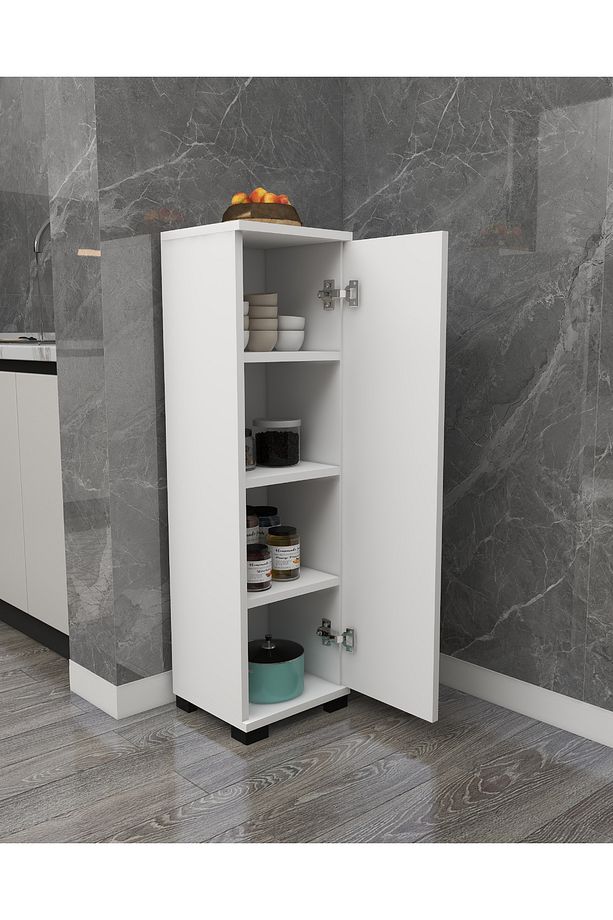 Çok Amaçlı Tek Kapaklı Mini Dolap Erzak Dolabı Banyo Dolabı - 3