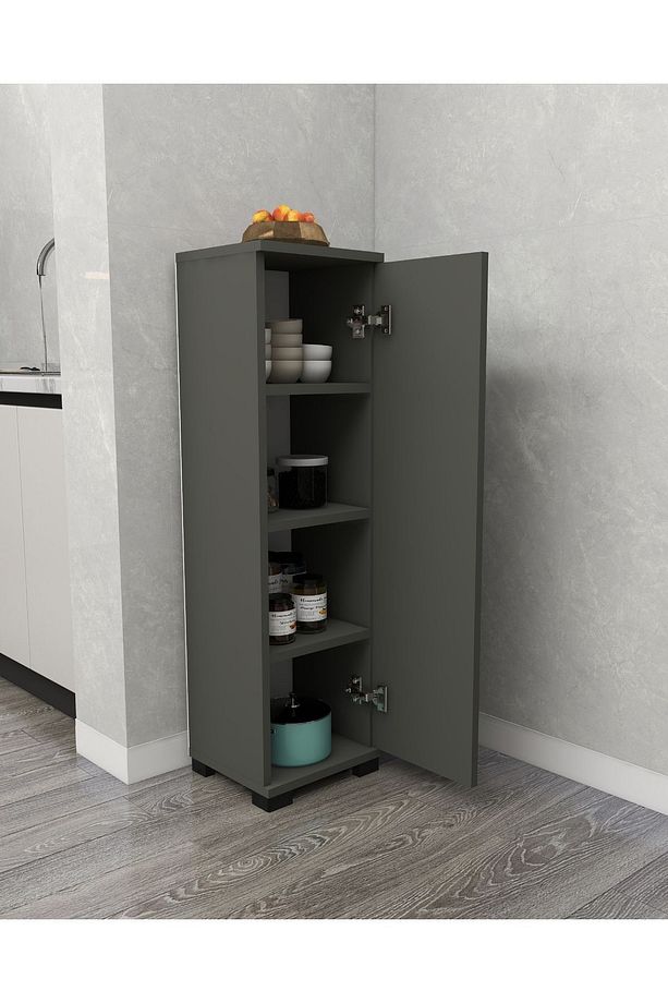 Çok Amaçlı Tek Kapaklı Mini Dolap Erzak Dolabı Banyo Dolabı - 3