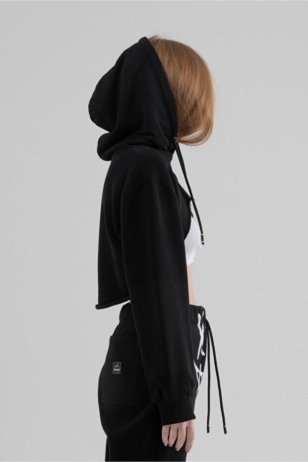 BASIC CROP KADIN HOODIE - 4