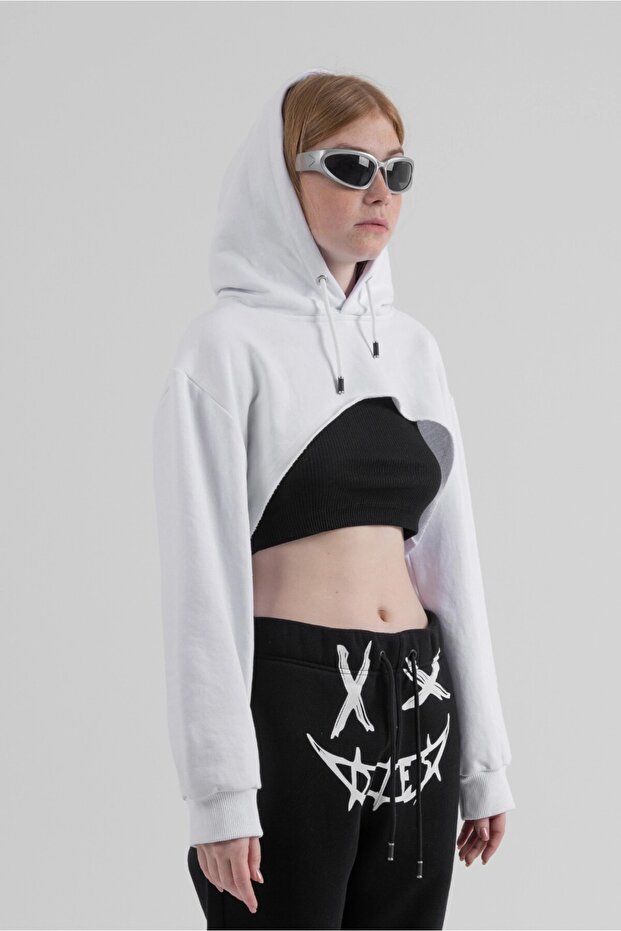 BASIC CROP KADIN HOODIE - 2